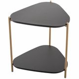Mesa Lateral Para Sala De Estar Pés Metálicos Adek A03 Nero Dourado - Lyam Decor
