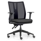 Cadeira De Escritório Giratória Diretor Flow F02 Base Preta Sintético Preto - Lyam Decor