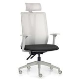 Cadeira Escritório Giratória Presidente Flow F02 Base Cinza Crepe Preto - Lyam Decor