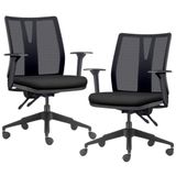 Kit 2 Cadeiras De Escritório Giratória Diretor Flow F02 Base Preta Crepe Preto - Lyam Decor
