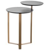 Mesa Lateral Para Sala De Estar 2 Em 1 Pés Metálicos Dari A03 Nero Dourado - Lyam Decor