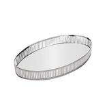 Bandeja Espelhada Oval Em Metal Berlin 26x13cm Lyor Prata