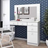 Penteadeira Camarim Com Espelho E Led 1 Porta 4 Gavetas Happy Espresso Móveis Branco