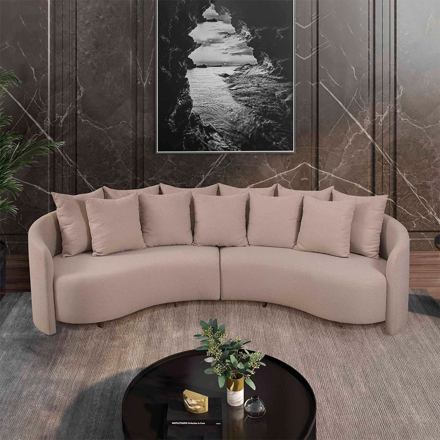 Sofa 4 Lugares Organico Amendoa 250cm Cru