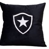 Almofada Veludo Bordada Botafogo 45x45cm. Com Enchimento Preto