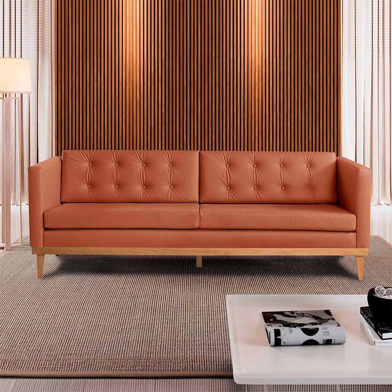 Sofá Expert 4 Lug Corino 81x219x85 Cm Paçoca