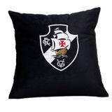 Almofada Veludo Bordada Vasco Da Gama 45x45cm. Com Enchimento Preto