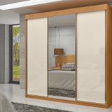 Guarda-roupa 100% Mdf 3 Portas De Correr Com Espelhos Istambul Freijó/avelã
