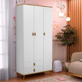 Guarda-roupa Infantil 3 Portas E 2 Gavetas Jujuba Branco/nature