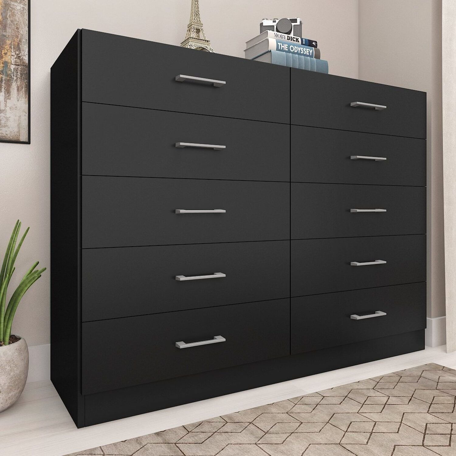 Cômoda Para Quarto 10 Gavetas Caribe Preto