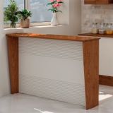 Bancada Ilha Gourmet Para Cozinha 156cm 100% Mdf Com Tampo Em 45 Graus Canela/off White Frisado