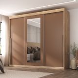Guarda-roupa Casal 3 Portas De Correr E 6 Gavetas Spazio Capuccino/ Terracota