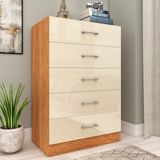 Cômoda Para Quarto Com 5 Gavetas Aruba Cinamomo/off White