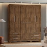 Guarda-roupa 6 Portas 6 Gavetas Sem Espelho Floripa Malbec