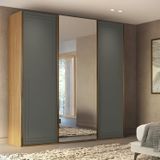 Guarda-roupa Casal Mdf 3 Portas 1 Com Espelho 227 Cm Style Freijó/titânio