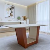 Mesa De Jantar Retangular 6 Lugares 160cm Tampo Mdf Apogeu Frassino/off White