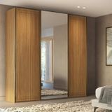 Guarda-roupa Casal Mdf 3 Portas 1 Com Espelho 2,27 Cm Style Freijó
