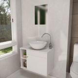 Gabinete De Banheiro 60cm Com Cuba Armário Para Lavabo Suspenso Branco