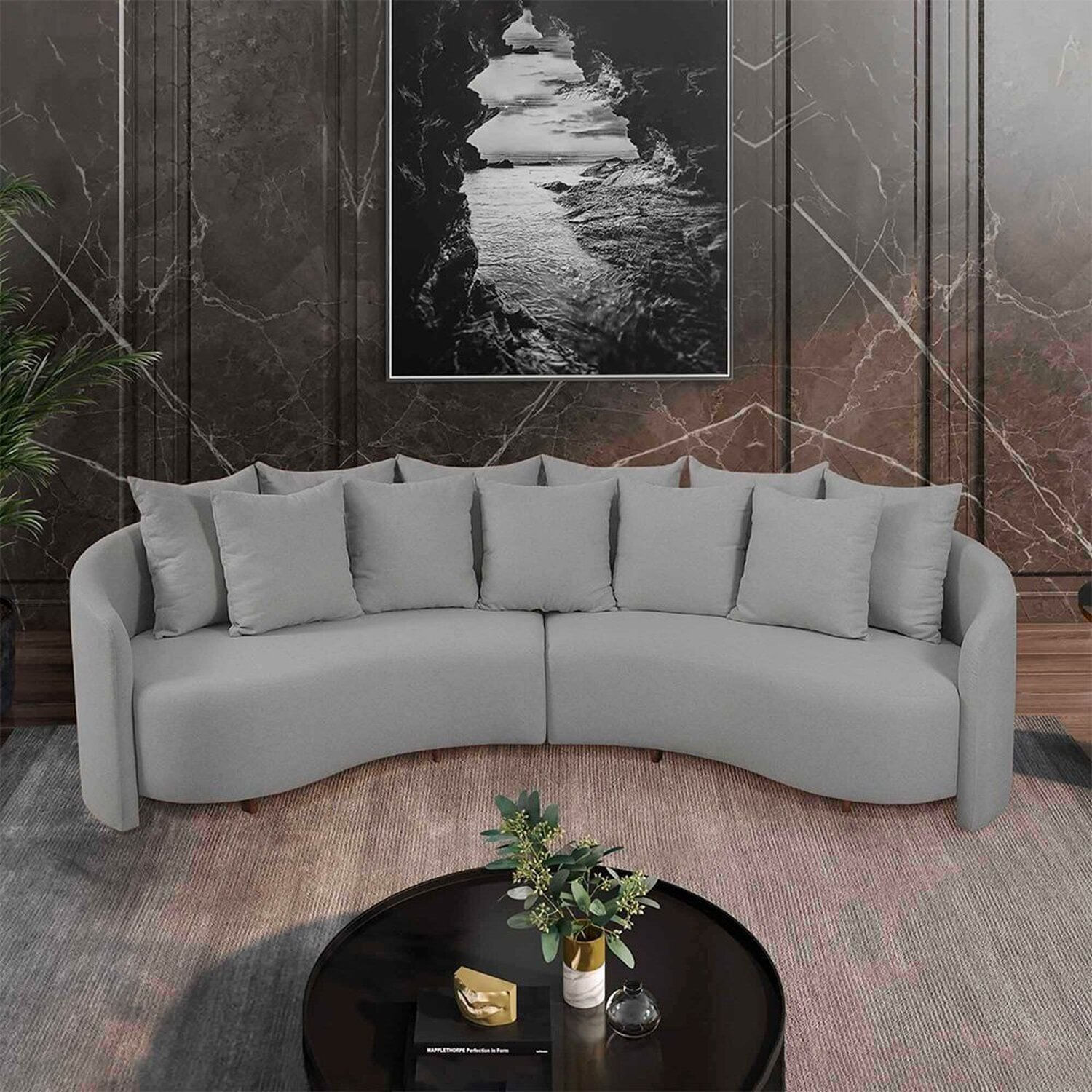 Sofa 4 Lugares Organico Amendoa 2323 250cm Gelo