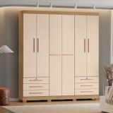 Guarda-roupa 6 Portas 6 Gavetas Floripa Carvalho Americano/off White