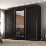 Guarda-roupa Casal 3 Portas De Correr E 6 Gavetas Spazio Preto