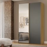 Guarda-roupa Solteiro Mdf 2 Portas 1 Com Espelho 138,5 Cm Raffinato Freijó