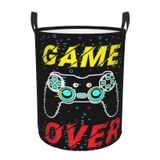Cesto De Roupa Suja Gbuzozie Gamer Round 62l Com Joystick De Jogo
