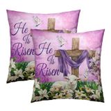 Capas De Almofada Granbey He Is Risen Cross Easter 55x55cm