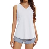 Camiseta Regata Feminina Yucolen Com Decote Em V, Solta, Branca De Verão, Gg