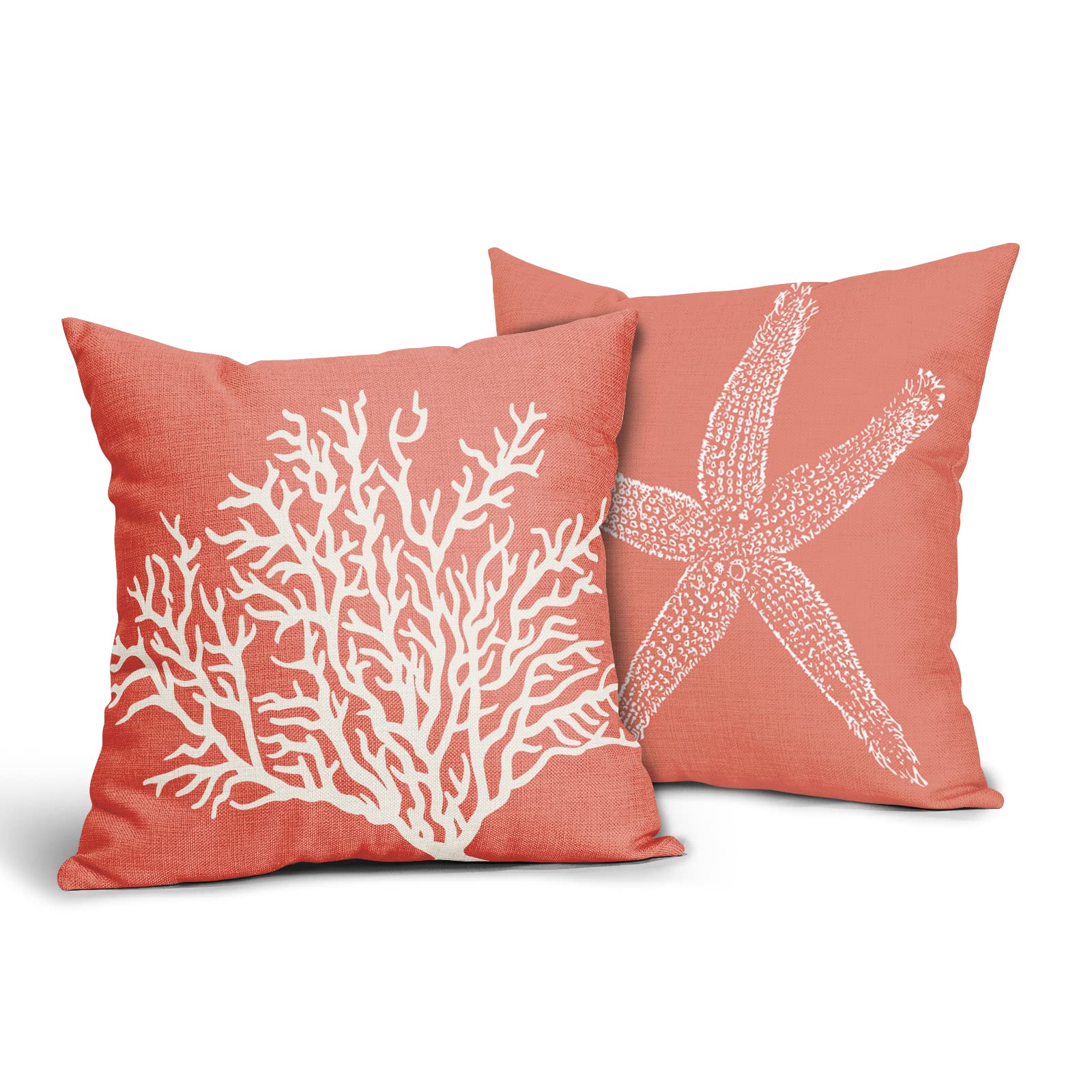 Capas De Almofada Absop Coastal Coral 60x60cm, Conjunto De 2