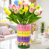 Decorações De Páscoa Jamuss Easter Tulips Com Enchimento De Vasos De Coelhinhos