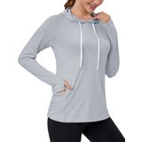 Sun Shirts Magcomsen Para Mulheres De Manga Comprida Upf 50+ Cinza