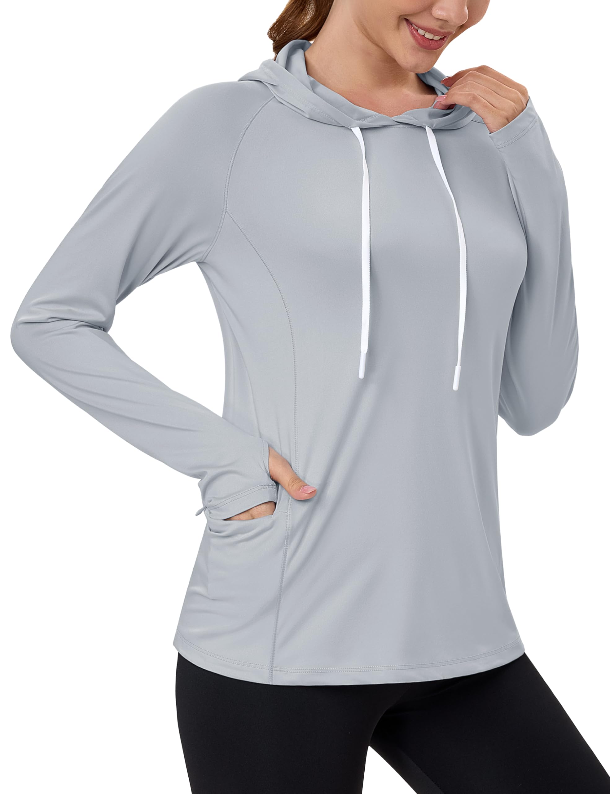 Sun Shirts Magcomsen Para Mulheres De Manga Comprida Upf 50+ Cinza