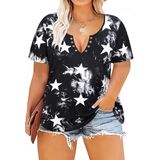 Blusa Feminina Tiyomi Plus Size, Manga Curta, Decote Em V, Tingida De Preto