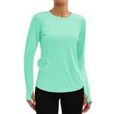 Camisa De Treino Feminina Tacvasen De Manga Comprida Upf 80+ Verde Menta L