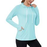 Sun Shirt Magcomsen Com Capuz Feminino Spf 50+ De Manga Comprida Llblue