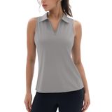 Camisa Polo De Golfe Magcomsen Feminina Sem Mangas, 1/4 Com Zíper, 2gg