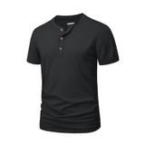 Camiseta Masculina Magnivit De Algodão Henley De Manga Curta Preta S