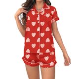 Conjunto De Pijama Feminino Miqil, Fofo, Com Estampa De Coração De Cereja, Cetim, Y2k