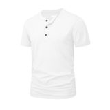 Camiseta Masculina Magnivit De Manga Curta Henley Branca De Algodão M