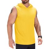 Camiseta Regata Masculina Com Capuz Upf 50+ Sem Mangas Amarela M