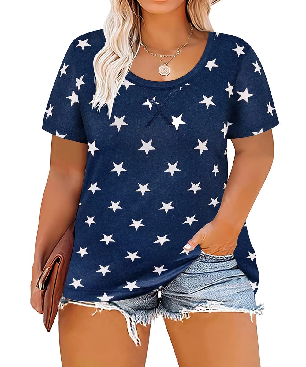 Top Tiyomi Plus Size De Manga Curta, Gola Redonda, Azul, Branco, Xl