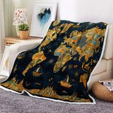 Cobertor De Lã Evivian World Map Para Sofá/sofá 130x150cm