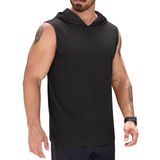 Camiseta Regata Masculina Com Capuz Upf 50+ Sem Mangas Preta Xl