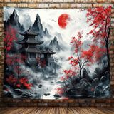 Tapeçaria Nymb Preto Vermelho Anime Japonês Flor De Cerejeira 200x150cm