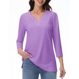 Blusas Yucolen Femininas De Manga 3/4 Com Decote Em V, Túnica Roxa, Tamanho L