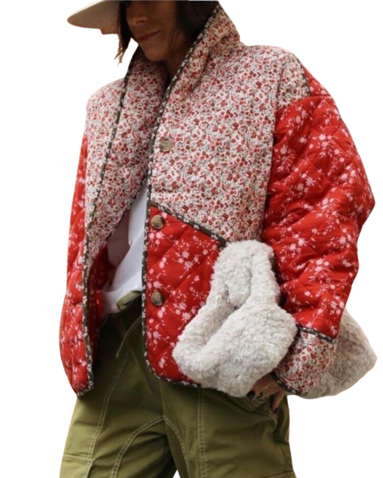 Casaco Eisctnd Cropped Puffer, Cardigã Acolchoado Para Mulheres, Vermelho