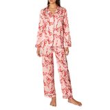 Pijama Sookabeila Bow Para Mulheres, Manga Comprida, Seda, Rosa Fofo