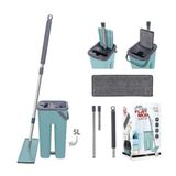 Kit Profissional Rodo Flat Mop E Balde Lava E Seca Com 2 Refis Limpeza Eficiente