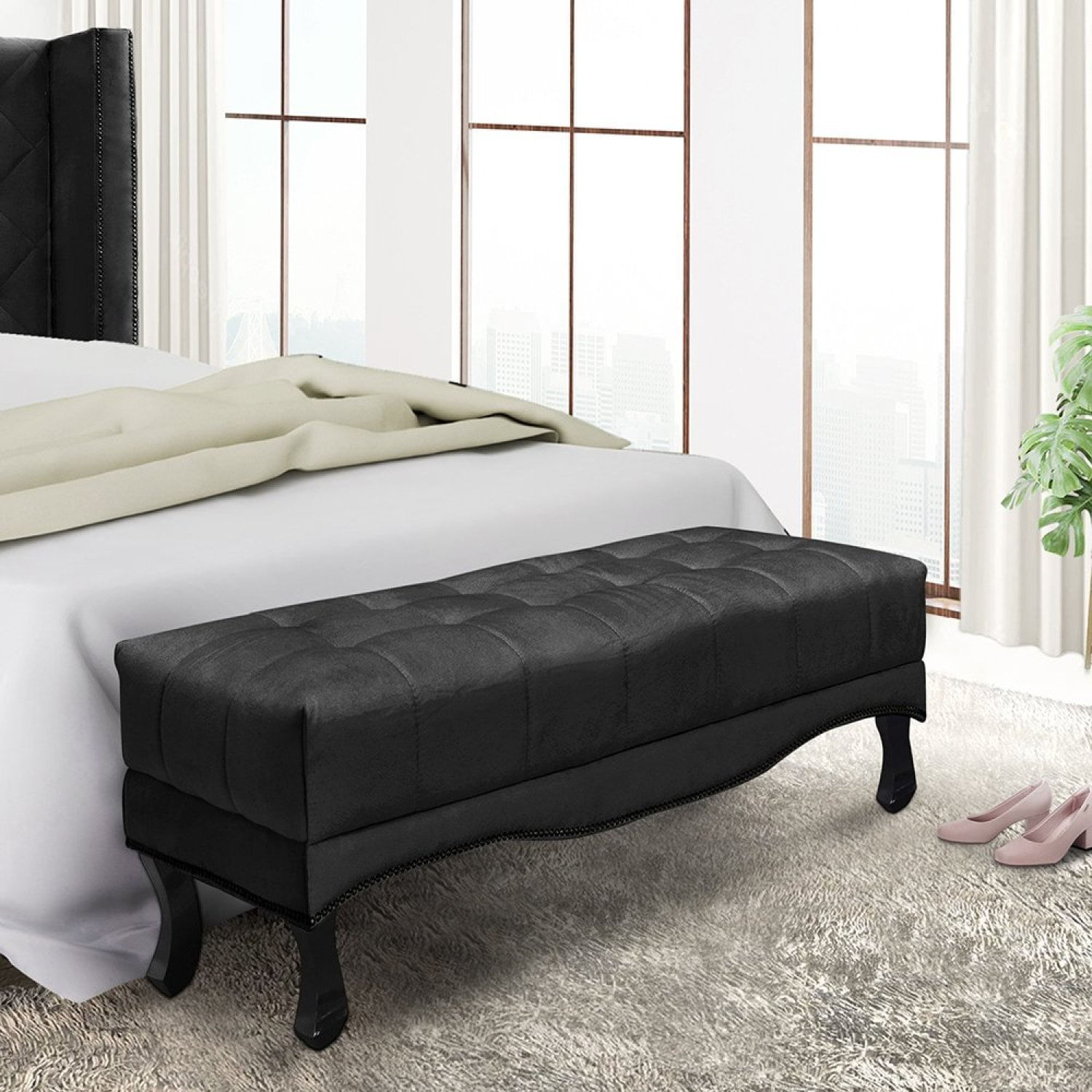 Calçadeira Recamier Casal Vicenza Spezzia Decor Preto